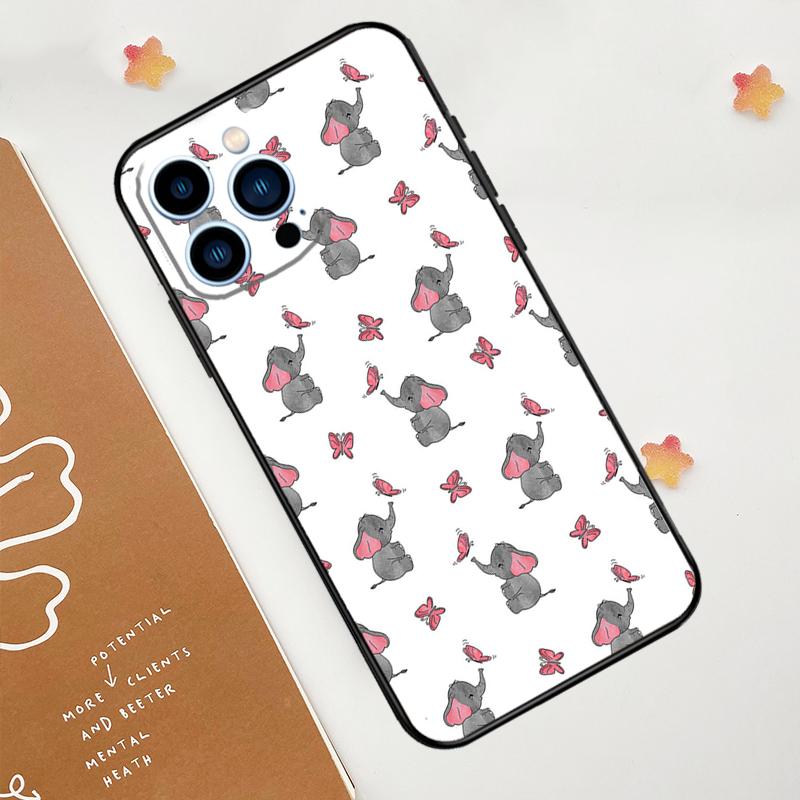 Cute Elephant Phone Case For iPhone 17 Pro Max 14 13 12 11 15 16 Pro Max Mini 15 Plus 16e 17 Air Funda