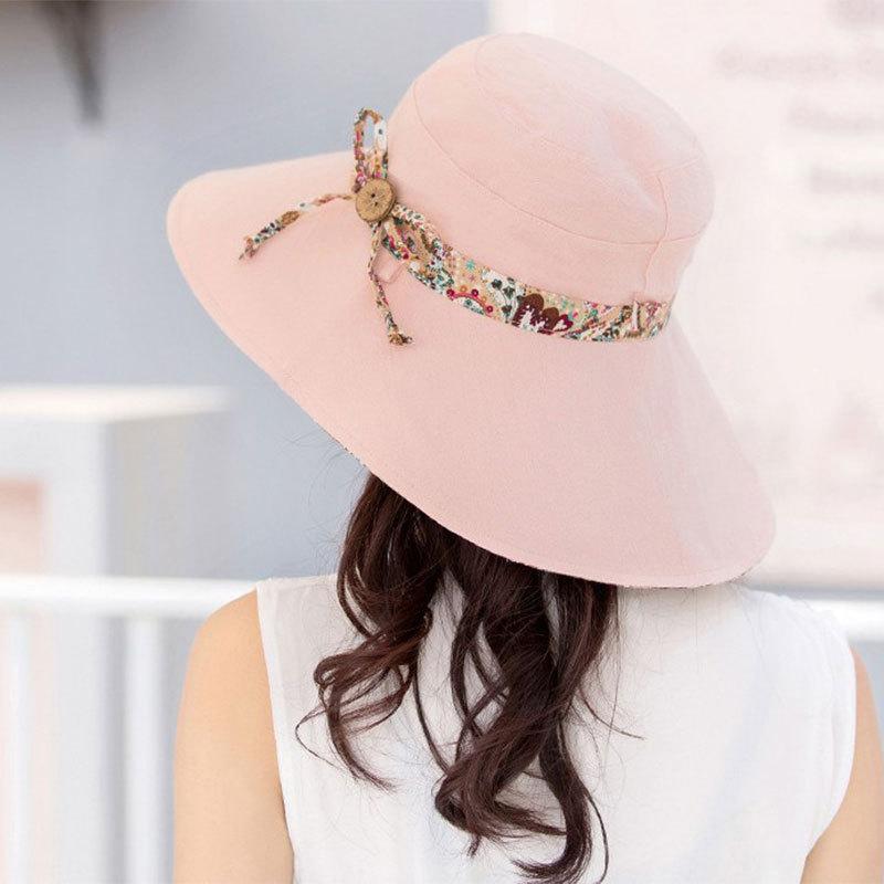 Summer ladies, sun hat, sun hat, outdoor visor hat, folding large edge beach hat, versatile