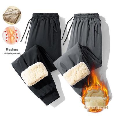 Men's Fleece-Lined Lambswool Pants, Graphene-Infused, Plus Size, Warm Cotton Winter Casual Pants