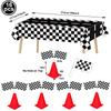 Checkered Race Car Party Black White Checkered Flag Tablecloth Road Tablecloth Racetrack TableCover Racing Birthday Party Decor
