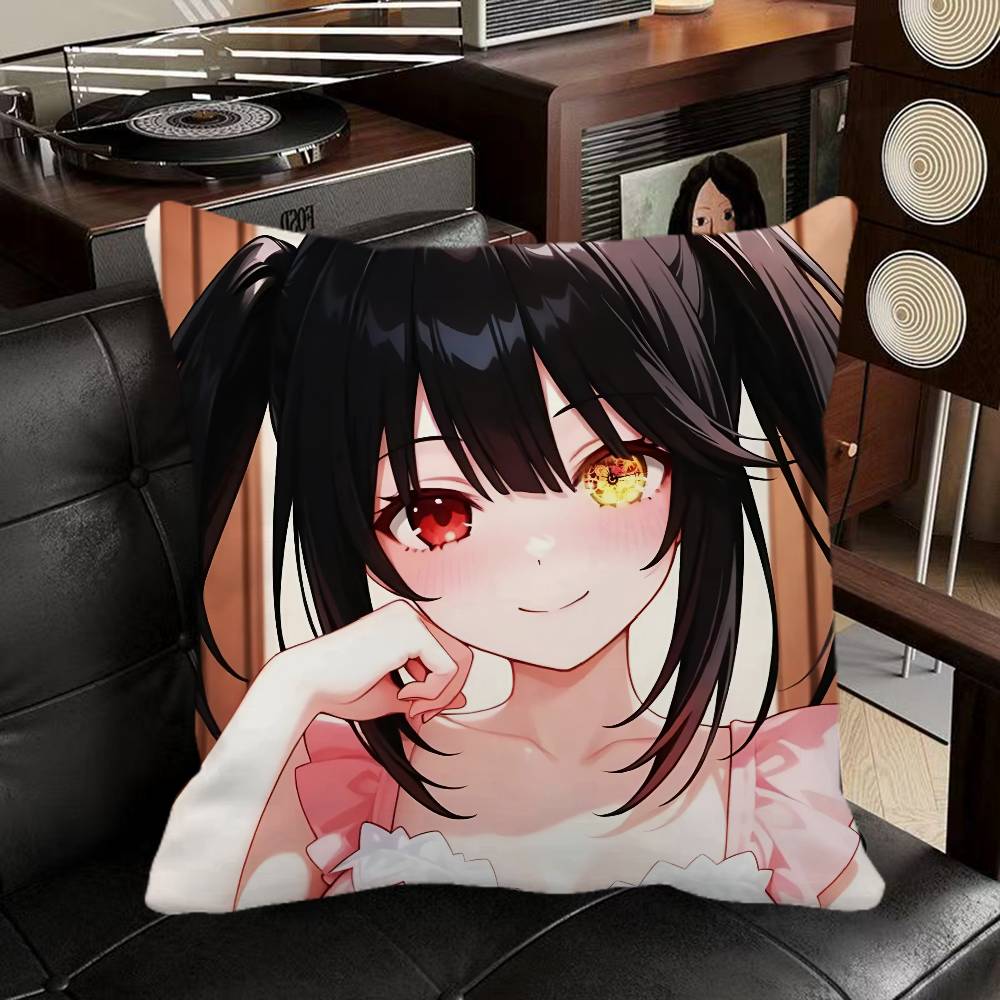 Kurumi Tokisaki Anime Kissenbezug Quadratisches Kissen Schlafzimmer Sofa Freizeit Komfort Kissen Auto Heimdekoration