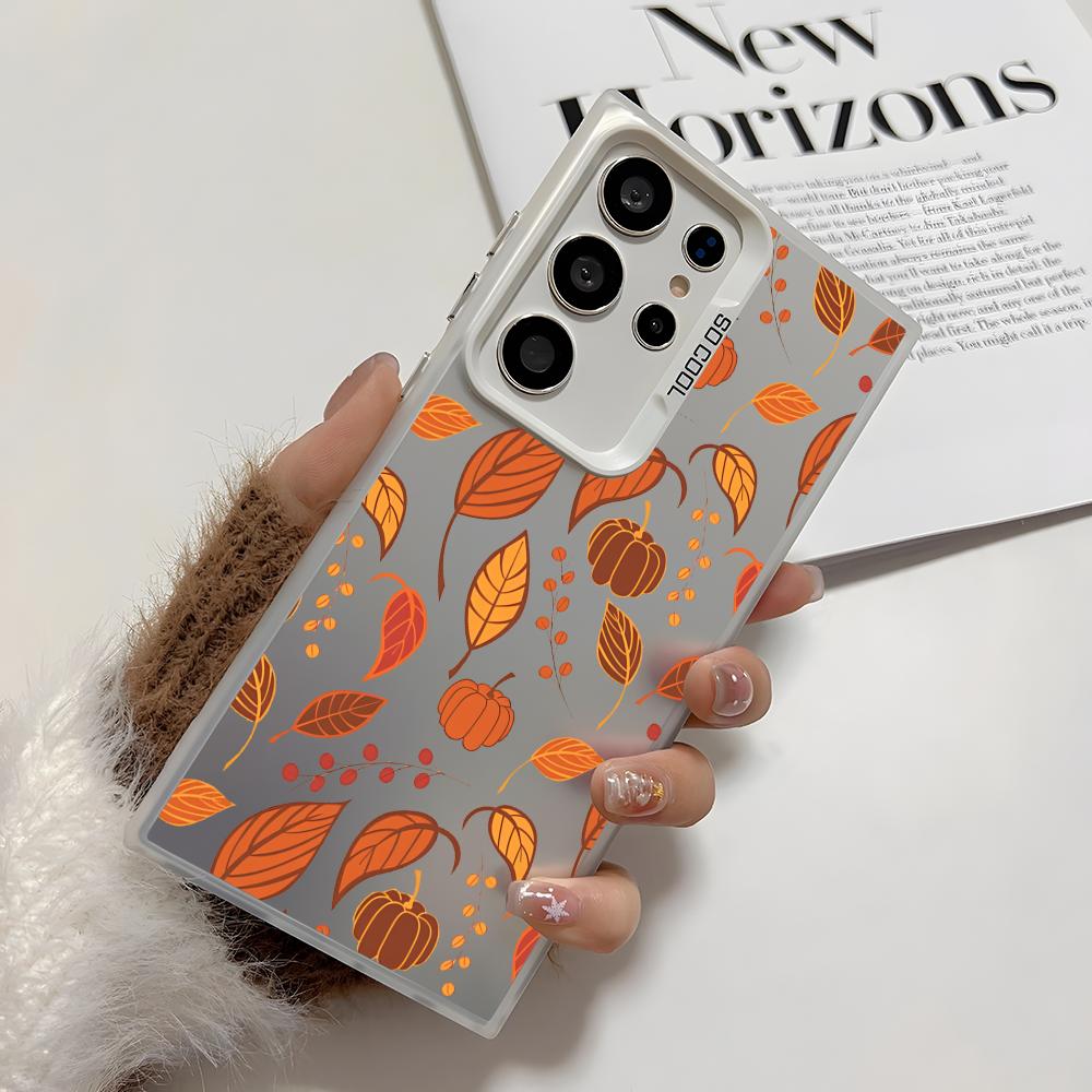 Luxury Leafs Phone Case For Samsung Galaxy S25 Edge S24 S23 S22 S21 S20 Ultra Funda Silicone Silver Cover
