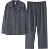 JOAE 100% Cotton Men's Pajama Set Long Sleeve Cardigan and Pants Autumn Loungewear L