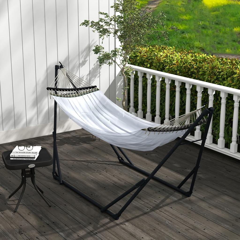 Hammock Stand Incl. Hammock Frame for Hammock, 263 Cm X 89 Cm X 100 Cm, Black + White