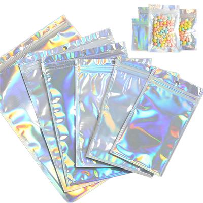 20pcs Iridescent Zip Lock Bags Pouches Cosmetic Plastic Laser Iridescent Bags Holographic Makeup Bags Hologram Zipper Bags