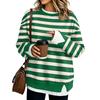 Damen Mode Lässig Gestreift Langarm Sweatshirt Zweiteilig Locker Sitzend Pullover Oberteil