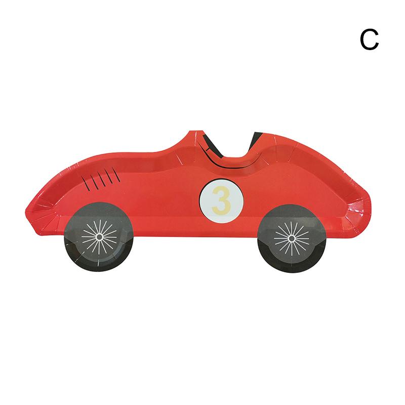 

10 шт. Одноразовая посуда для гоночных автомобилей, принадлежности для вечеринки по случаю дня рождения мальчика, бумажные тарелки в форме мультяшных автомобилей, украшение для вечеринки «С днем рождения»