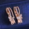 FEEYOO Clip Earrings Rose Gold Color Fashion Earring For Women Cubic Zirconia Stud Earrings Jewelry