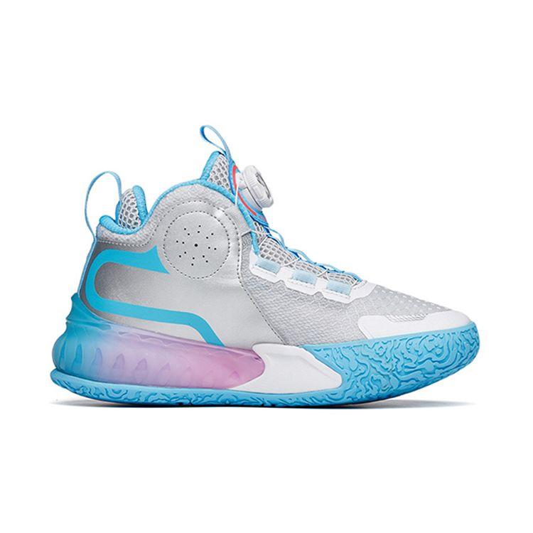 Anta Wind Hero 7 High-Top Basketball Shoes Kids Sneaker Silver Blue 312211101-7
