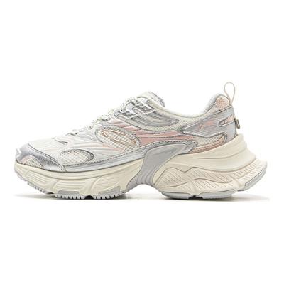 Li Ning Xingji Cushioning Slip Resistant Abrasion Resistant Breathable Low Top Chunky Sneakers Women's White Silver AGCV110-3