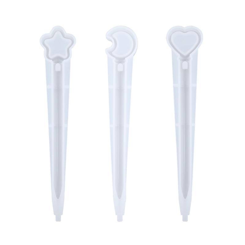 Ballpoint Pen Silicone Molds Resin Casting Mold DIY Daily Stationery Mold for Making Animals Star Moon Heart Pen Gift