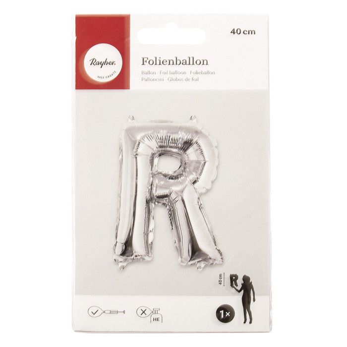 Ballon Lettre R, 40cm, 1pce. , argent