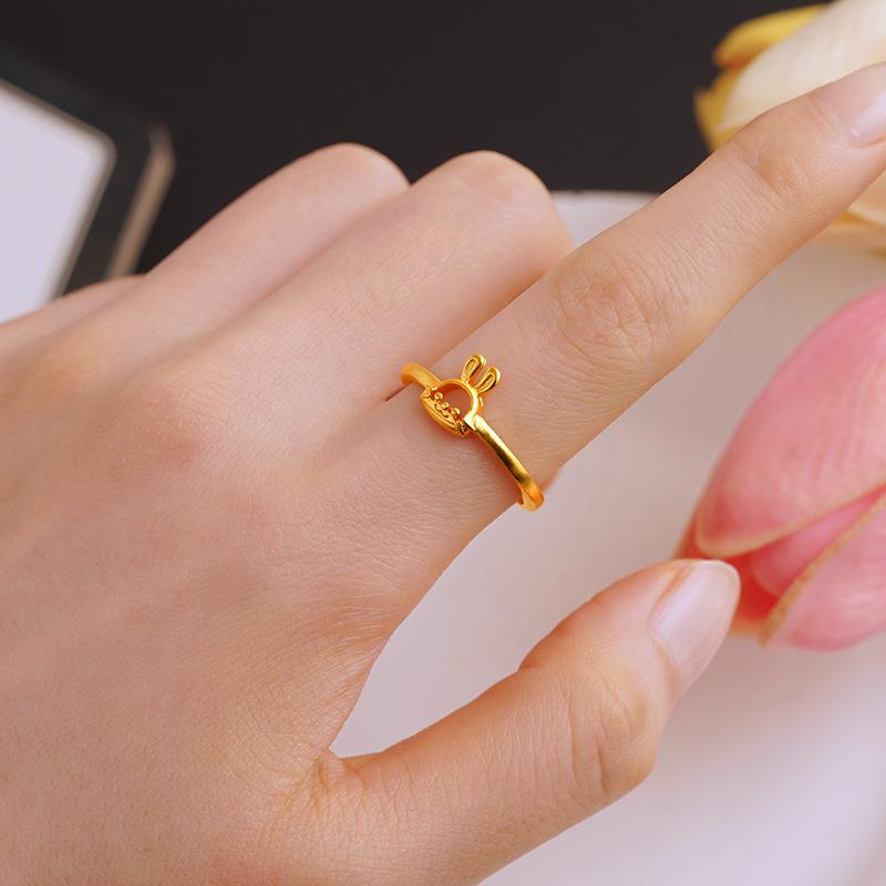 Exquisite Sand Gold Open Ring for Women: High-End Niche Design, Light Luxury Style, Long-Lasting Color, Imitation Gold.