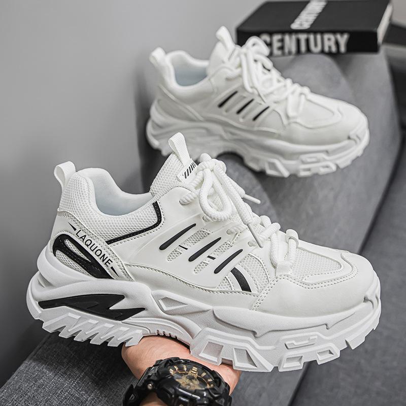 

Fashion Men Shoes 2025 Spring Autumn New Breathable Mesh Non Slip Platform Sneakers Fashion Comfort Height Increase Casual Running Shoes 39 белый