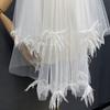 Elegant Puff Veil Bride Tulle HeadVeil Headpiece For Wedding Ceremony Double Layer Veil for Special Event Photography