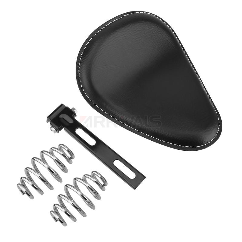 Motorrad Leder Sattel Sitz Retro Schwarzes Leder Einzelsitz für Harley Custom Chopper Bobber Honda Yamaha Kawasaki Suzuki