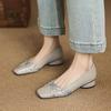 French Soft Leather Light Mouth Single Shoes Spring New Niche Snake Pattern Square Head Thick Heel Small Leather Shoes