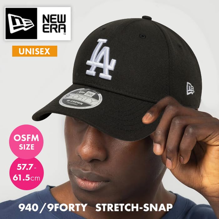 New Era 9FORTY 940 MLB Stretch MLB STRETCH-SNAP Cap, Hat, Snaps, Embroidered, [Used]