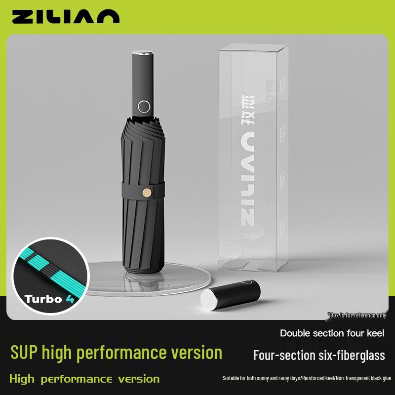 72-Rib Automatic Ring Buckle Umbrella: Portable, Reinforced, Dual-Use for Sun & Rain, Folding Hook Design for Men & Women