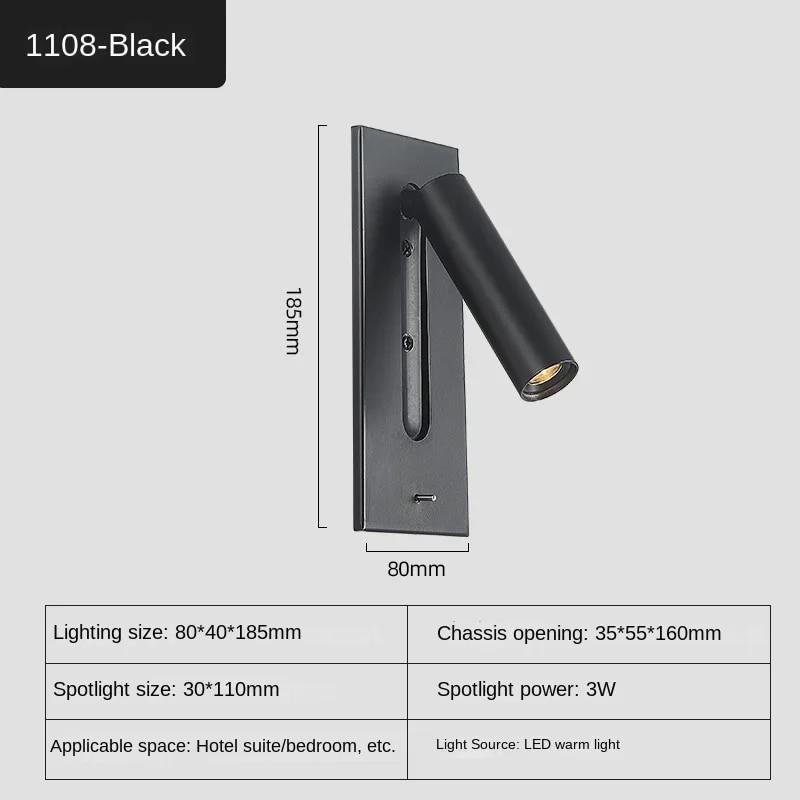 LED Wall Lamp Reading Light For Bedroom Hotel Bedside Spotlight Rotatable Lighting Nordic Modern High Quality Indoor Decoration