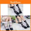 Lolita Butterfly Knot Lace Ankle Socks With Mesh Overlay For Teen Girls Summer Fashion
