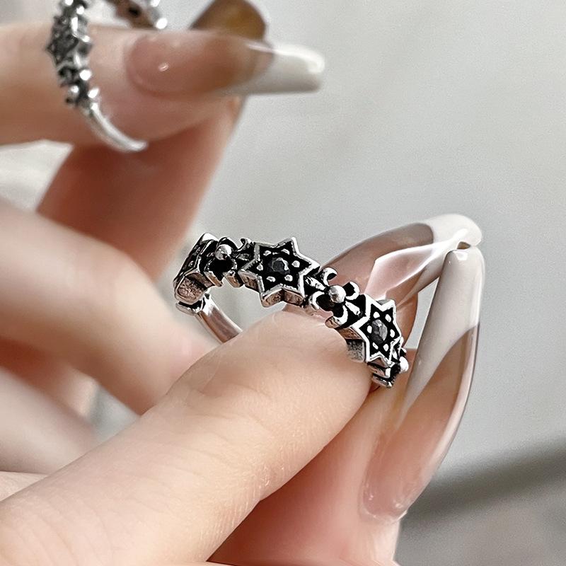 Anel Aberto Punk Retrô Personalizado Design de Nicho Cruz Unha Zircônia Moda Empilhável Dedo Indicador Anel Feminino