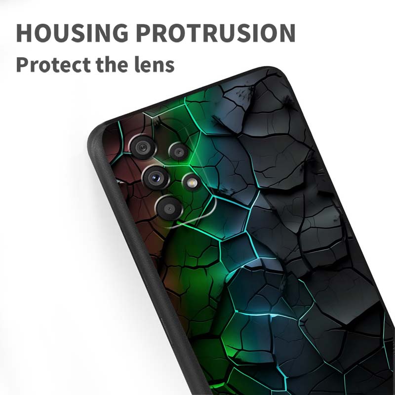 Creative metal style pattern Phone Case For Samsung A73 A72 A71 A55 A54 A53 A52 A51 A13 A22 A16 A15 A12 A14 A26 A07 5G Black