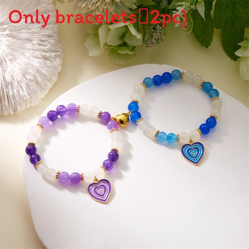 Love Heart Charm Bangles For Men And Women With Alloy And Glass Materials Summer