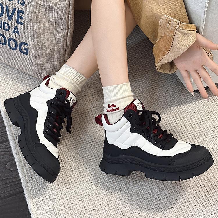 

Женские кожаные высокие кеды, весенние новые универсальные на толстой подошве, с маленькой мягкой подошвой, не утомляют ноги, повседневная обувь из коровьей кожи 40