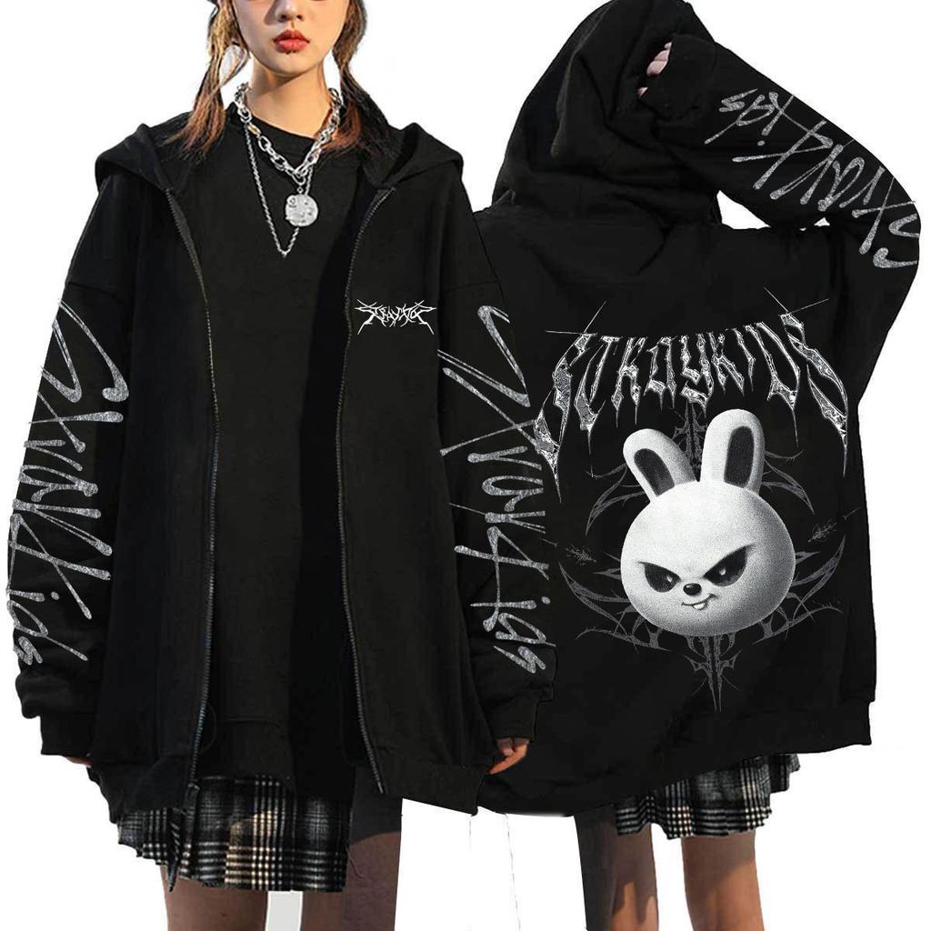Stray Kids Dominate Harajuku Printed Cotton Hoodie For Men And Women, Hoodie With Loose Zipper