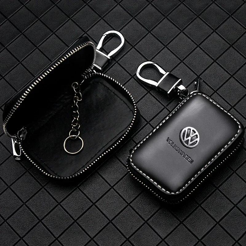 2026 Hot For VW VOLKSWAGEN Leather Car Key Bag Keychain Protective Case for Volkswagen Passat Santana Touareg Tiguan Golf Jetta 