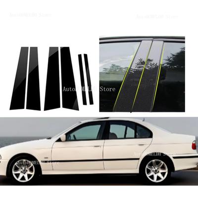 Glossy Black Car Pillar Posts Trim Cover Sticker Fit For BMW 5-Series E39 1997 1998-2003 Door Window Auto Exterior Accessories