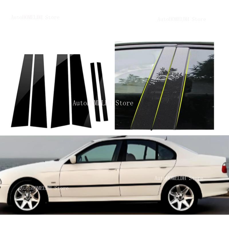 Glossy Black Car Pillar Posts Trim Cover Sticker Fit For BMW 5-Series E39 1997 1998-2003 Door Window Auto Exterior Accessories