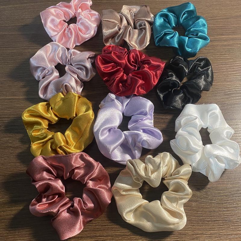 5pcs/set High elastic silk scrunchie for women white satin hair tie girls black hair rubber bands red hair rope chouchou satin