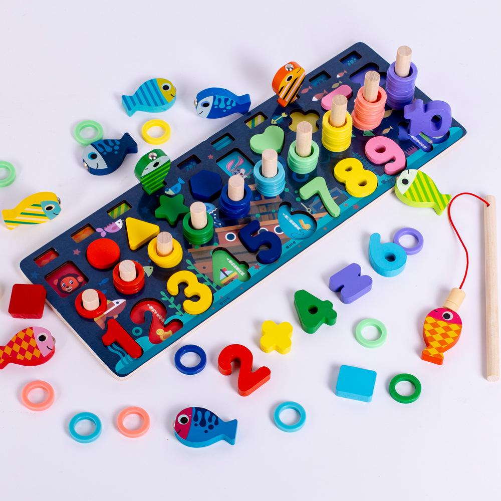 Children's magnetic fishing toys benefit intellectual development digitalbuilding block enlightenment early education fishing letter logarithmic board