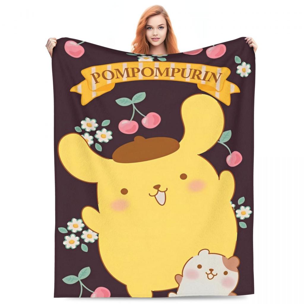 Pom Pom Purin Halloween Warm Soft Blanket Travel Office Plush Throw Blanket Outdoor Flannel Bedspread Sofa Bed Cover