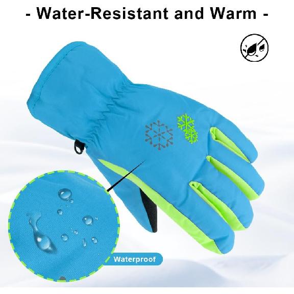 3 Sizes Kids Gloves, Snow & Ski Gloves for Boys & Girls, Winter Waterproof