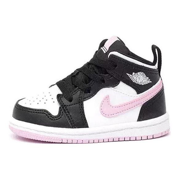 Air Jordan 1 Mid TD Bílé Světle Arkticky Růžové Dětské Tenisky Černé 644507-103