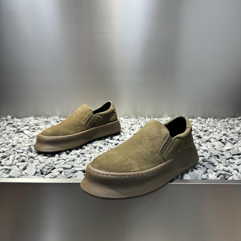 One-pedal Casual Men's Shoes, New Doudou Shoes, Thin Velvet Thick-soled Lazy Shoes, Fashionable and Loose Low-top Leather Surface Cr