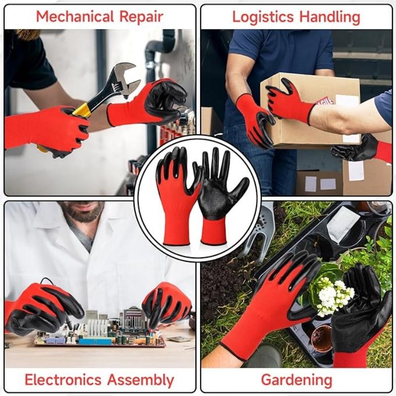 20PCS PU Coated Safety Work Gloves with Grip Breathable Seamless Knit Work Gloves for Men Women Handling Construction Assembly