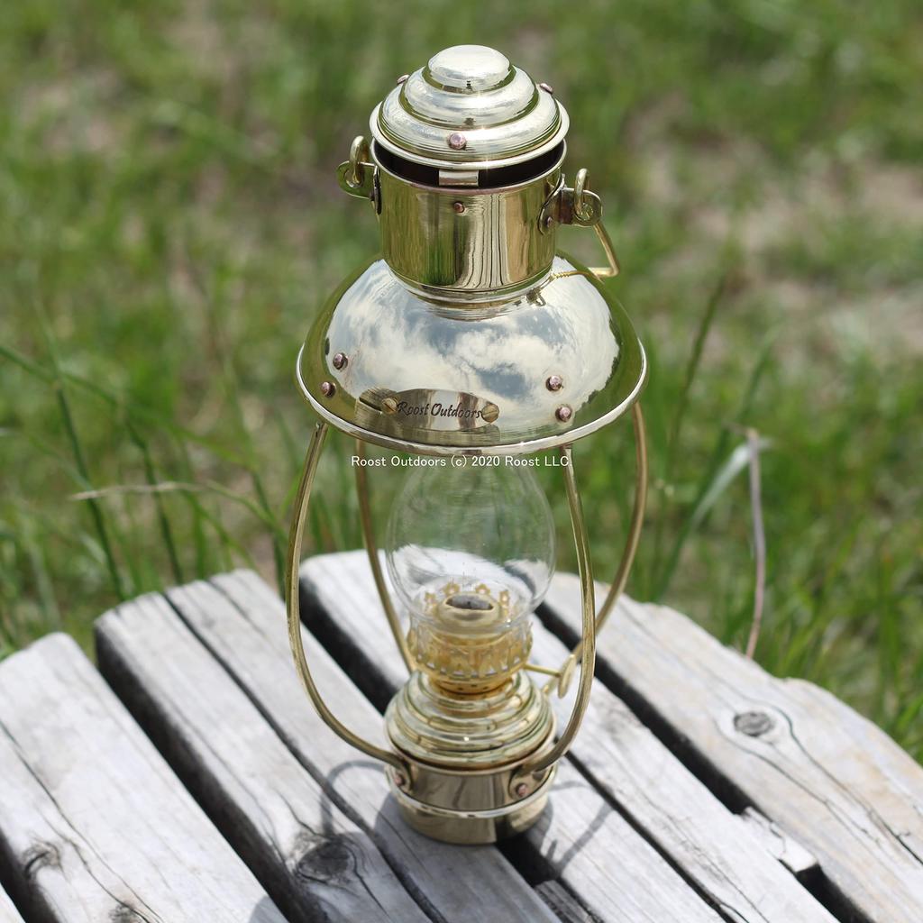 Roost Outdoors Brass Long Shape Trawler Oil Ship Lantern (Brass Trawler Oil Lantern, Long Shape, 30cm) - Nelson Lamp, Anchor Lamp, Kerosene Lantern, B