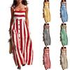 Women'sfashionable Casual Striped Camisole Single-breasted Sleeveless Dress