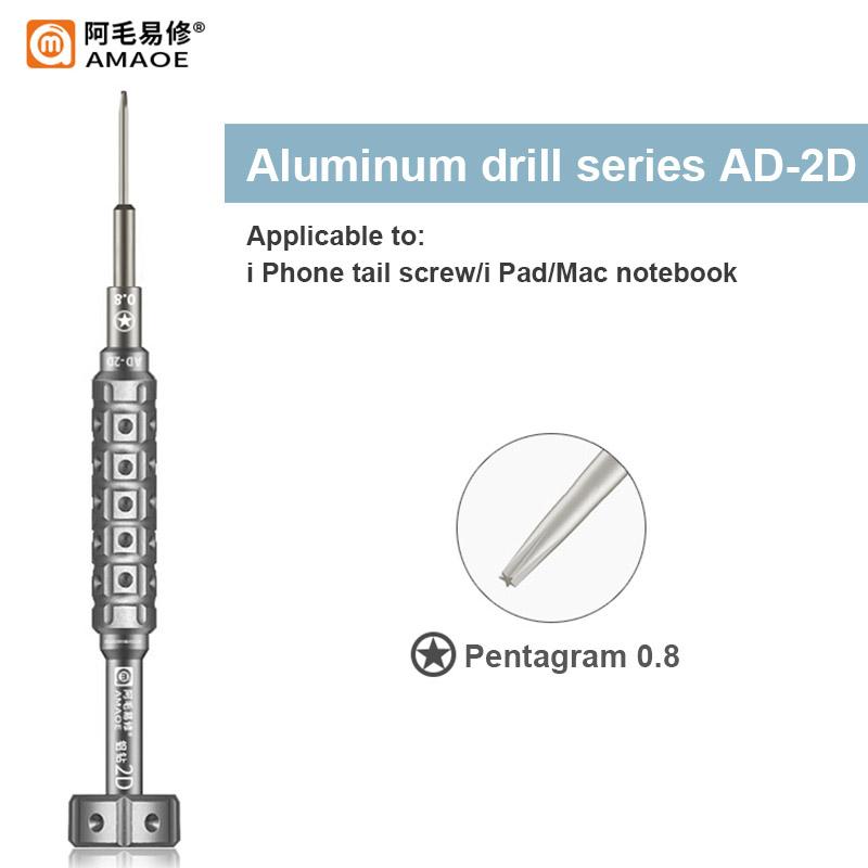 AMAOE AD-2D AD-3D Aluminum Drill Screwdriver for Mobile Phone Repair with S2 Alloy Head High Precision Maintenance Bolt Driver