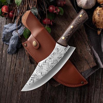 Faca japonesa de forjamento artesanal, facas de cozinha em aço para cortar chef santoku com bainha