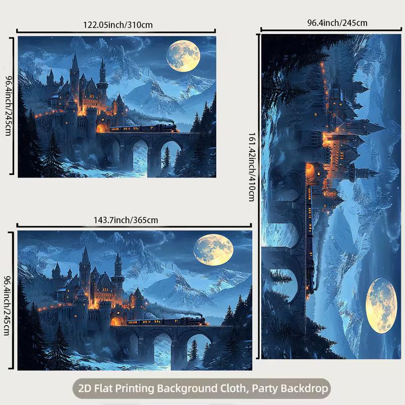 2D Hogwarts Style Winter Castle Magic Birthday Party Photography Backdrop Decor