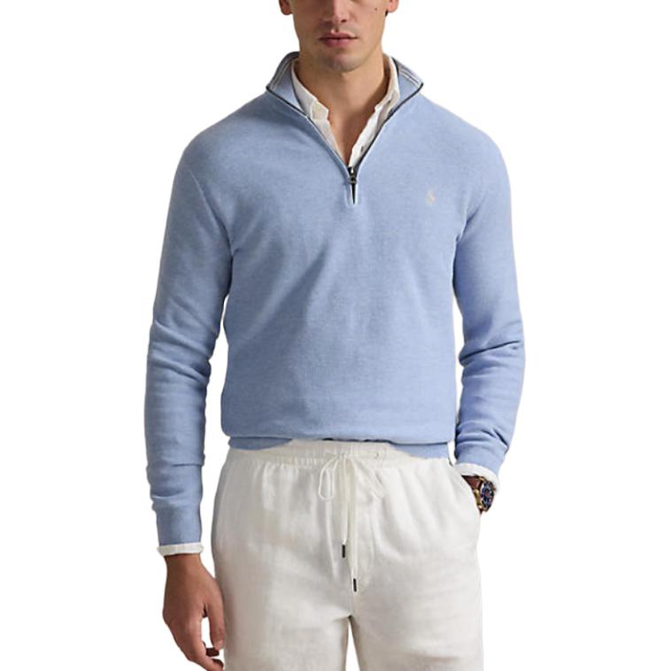 Polo Ralph Lauren Embroidered Long Sleeve Polo Sweater Men Sweater Blue MNPOSWE16822233-400