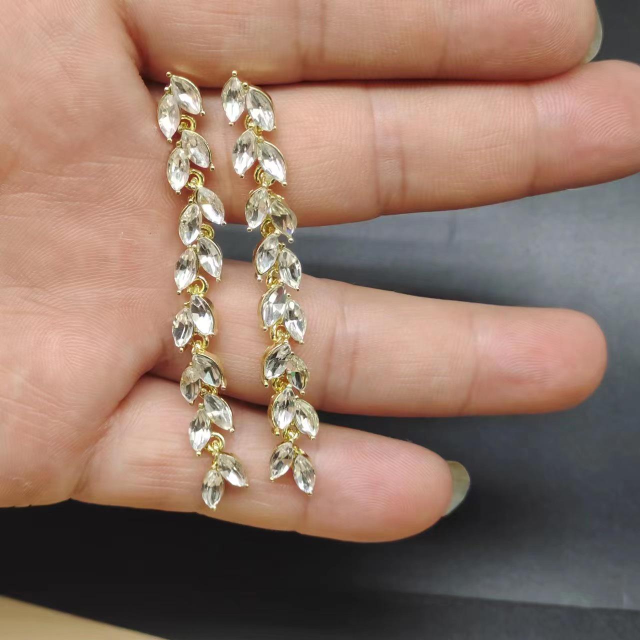Korean Style Women s Versatile Long Crystal Earrings 2023 - Trendy Wheat Design