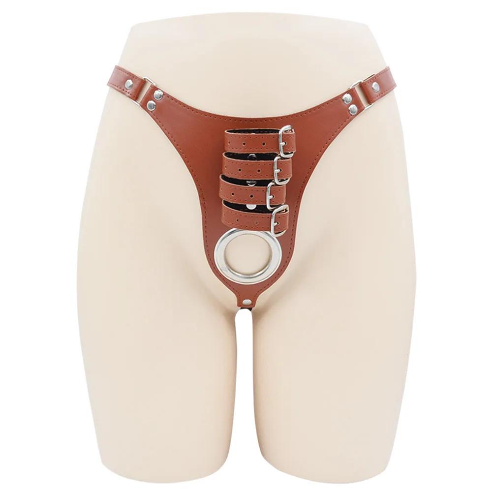 Male Chastity Belt Device BDSM PU Leather Sexy Pants Underwear Cock Lock Penis Bondage Adult Sex Toys for Men Women Erotic Games