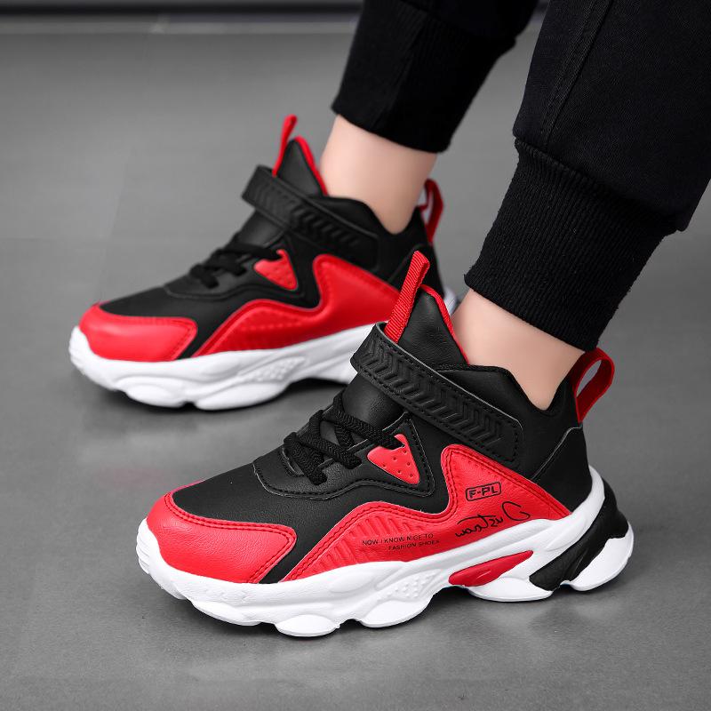 

Детские кроссовки осень и зима новые тренировочные кроссовки для мальчиков детская кожаная водонепроницаемая спортивная обувь для среднего и старшего возраста 28