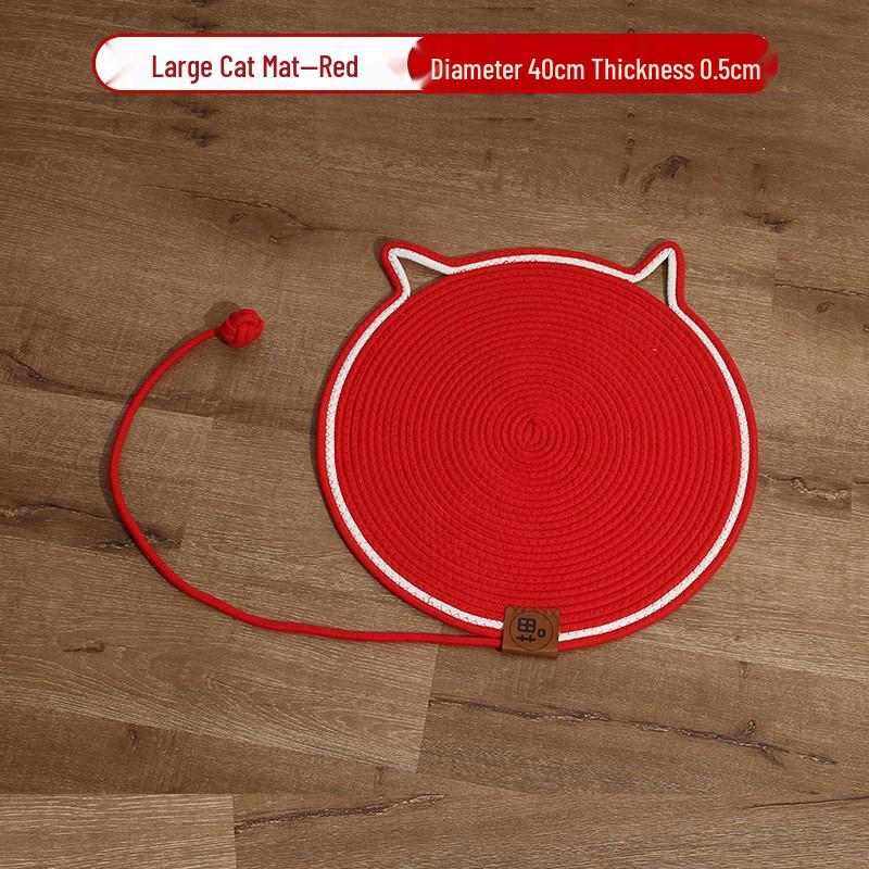 Wear-Resistant Woven Cat Scratching Mat with Self-Entertainment Ball, Cooling Mat, and Sleeping Area